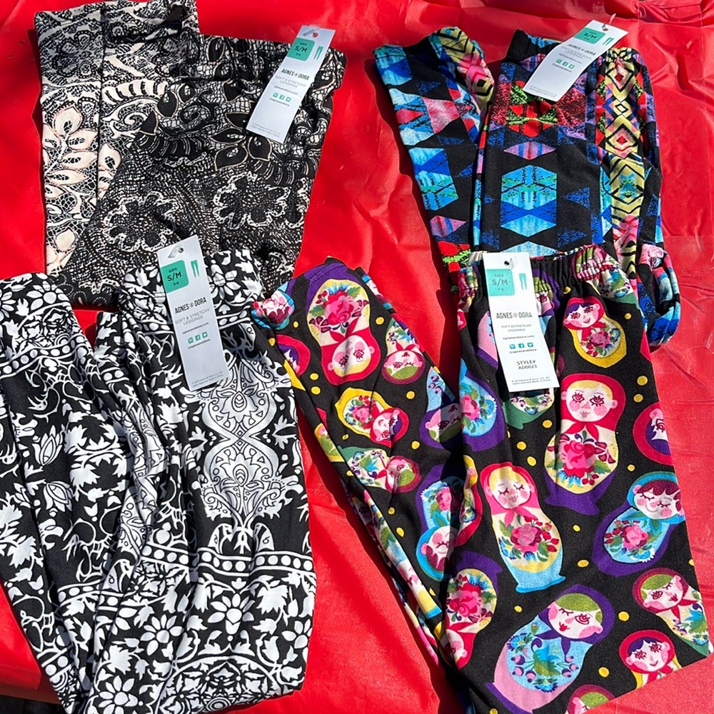 New with tags kids small medium leggings Agnes and Dora